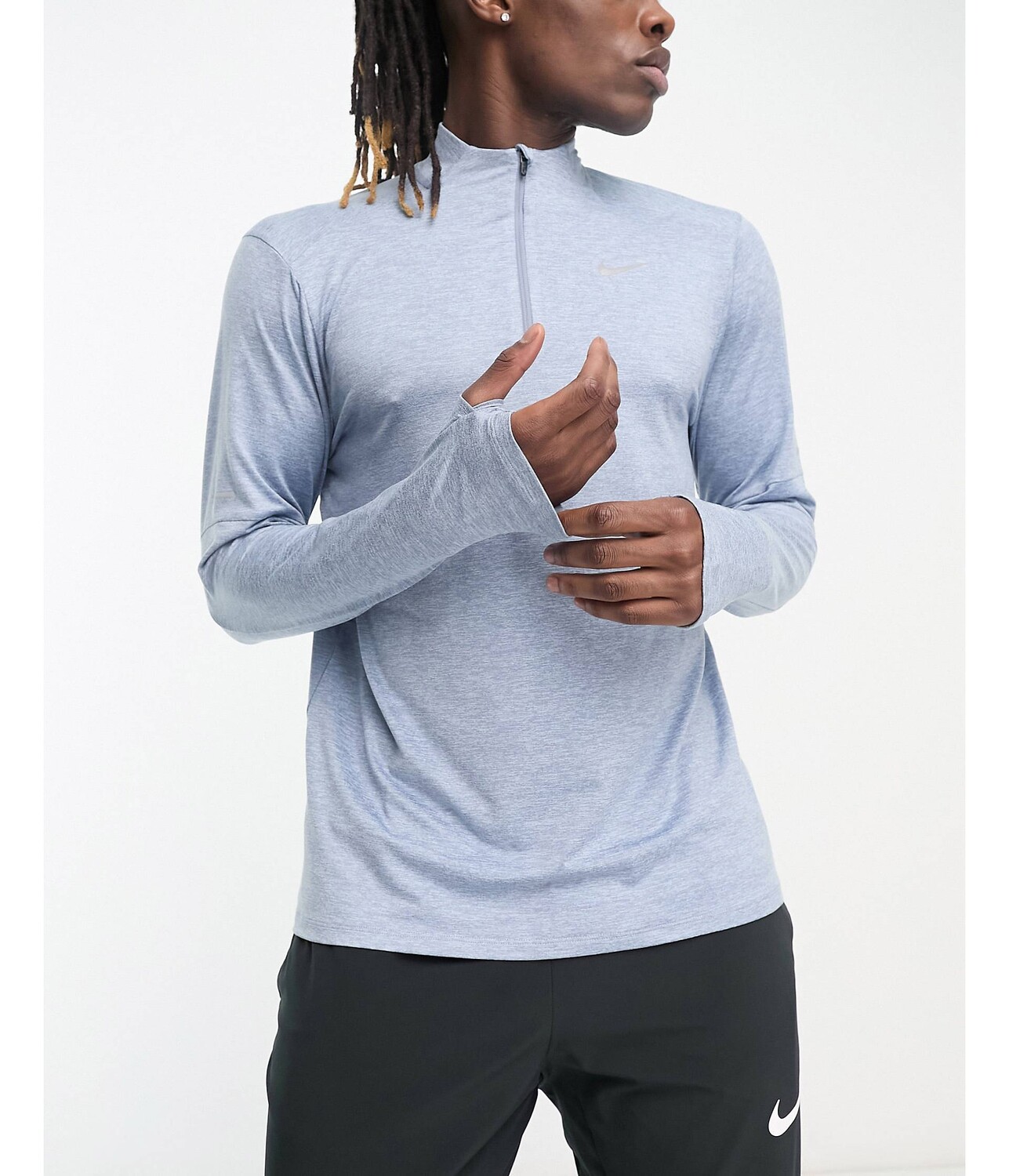 

Серый топ с молнией до половины Nike Running Element Dri-Fit