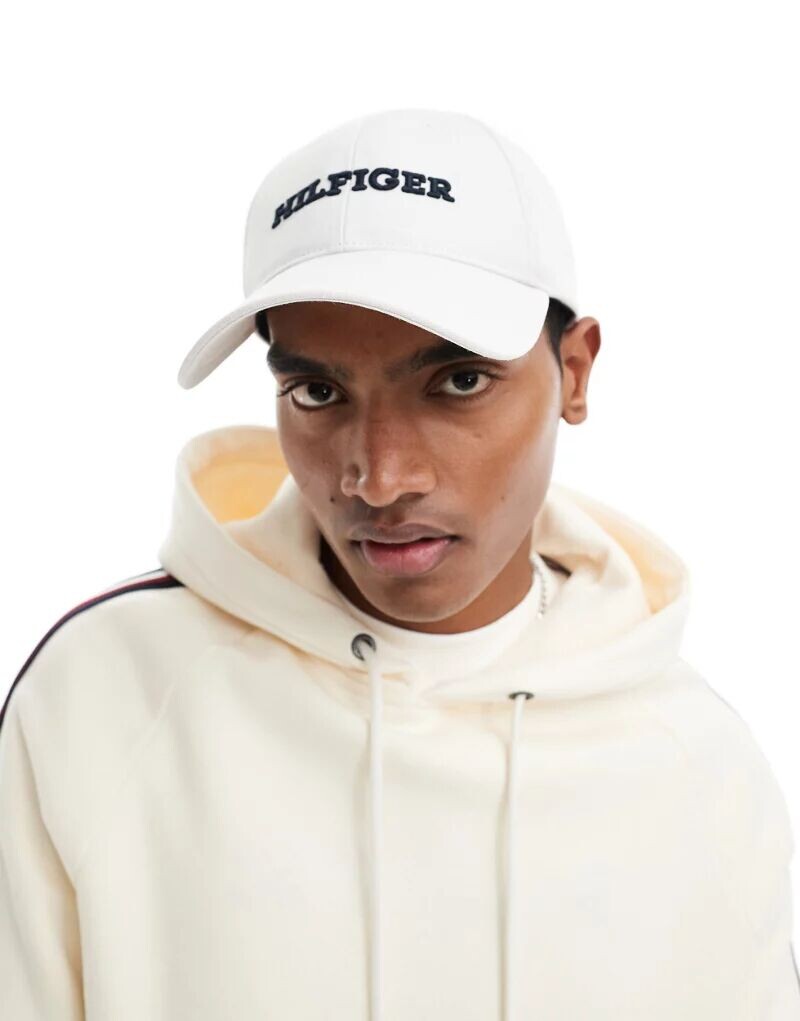 

Белая холщовая кепка с шестью панелями Tommy Hilfiger Monotype