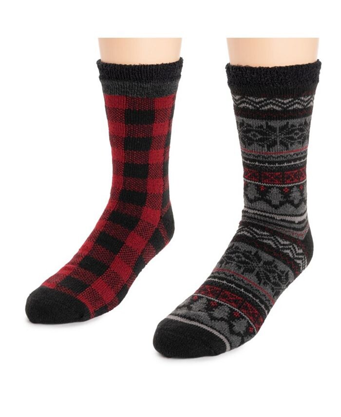 

Набор из 2 мужских многослойных носков из флиса MUK LUKS, красный