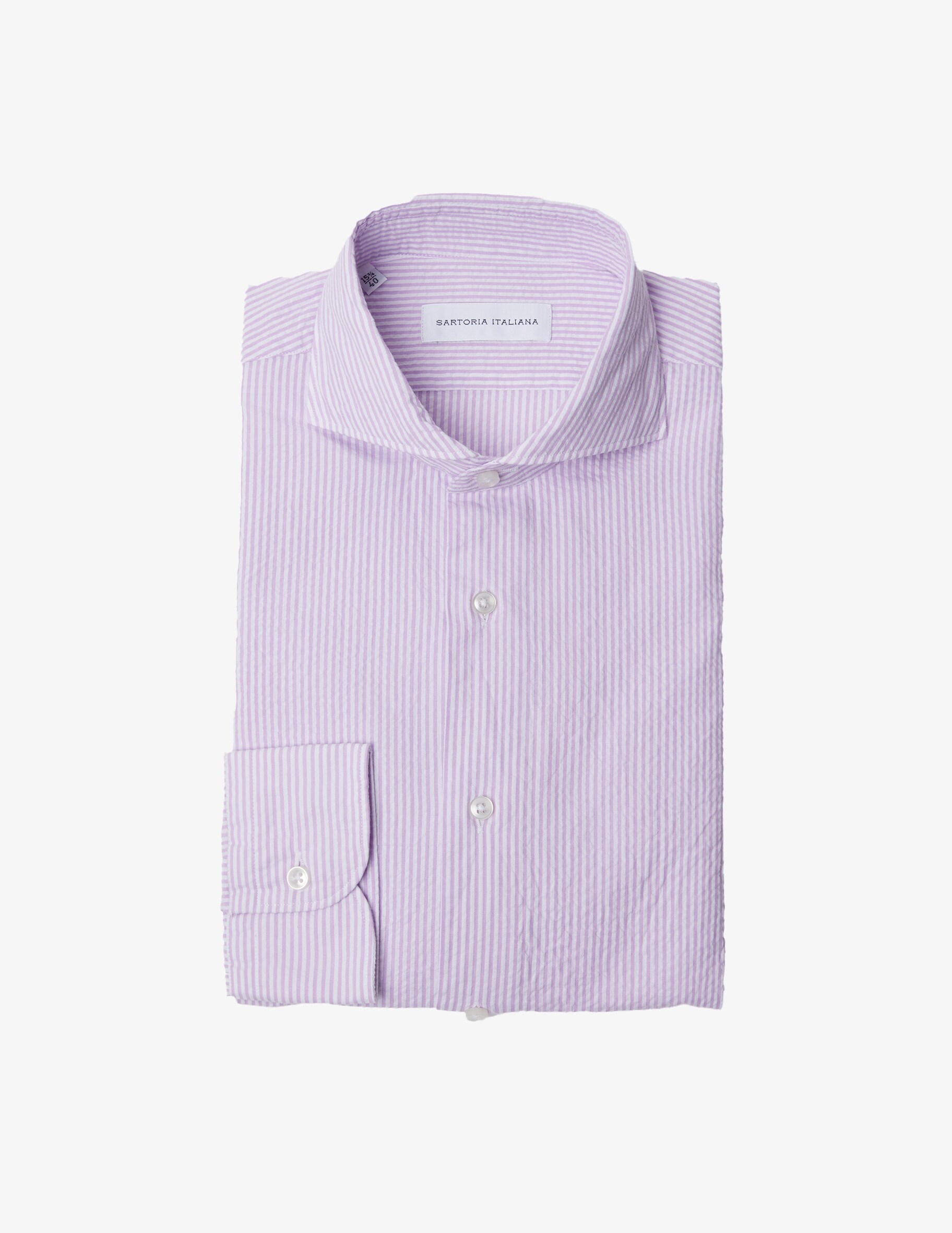 Полосатая рубашка в современном стиле из сирсакера Sartoria Italiana, фиолетовый