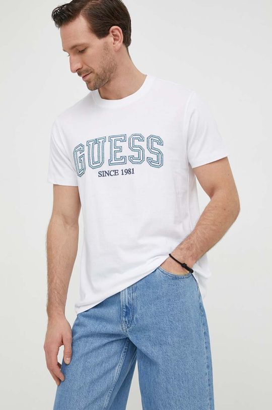 

Хлопковая футболка Guess, белый