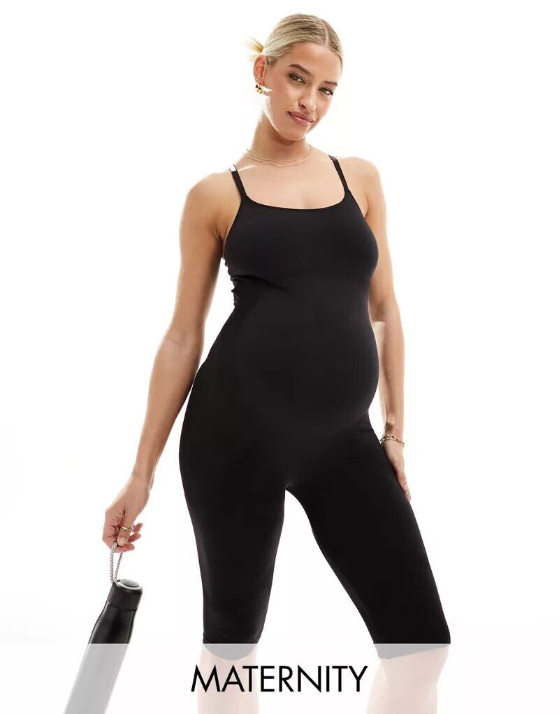 

Черный укороченный комбинезон Mamalicious Maternity Active Mama.licious