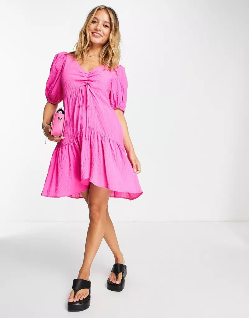 Розовое платье мини со сборками спереди Topshop