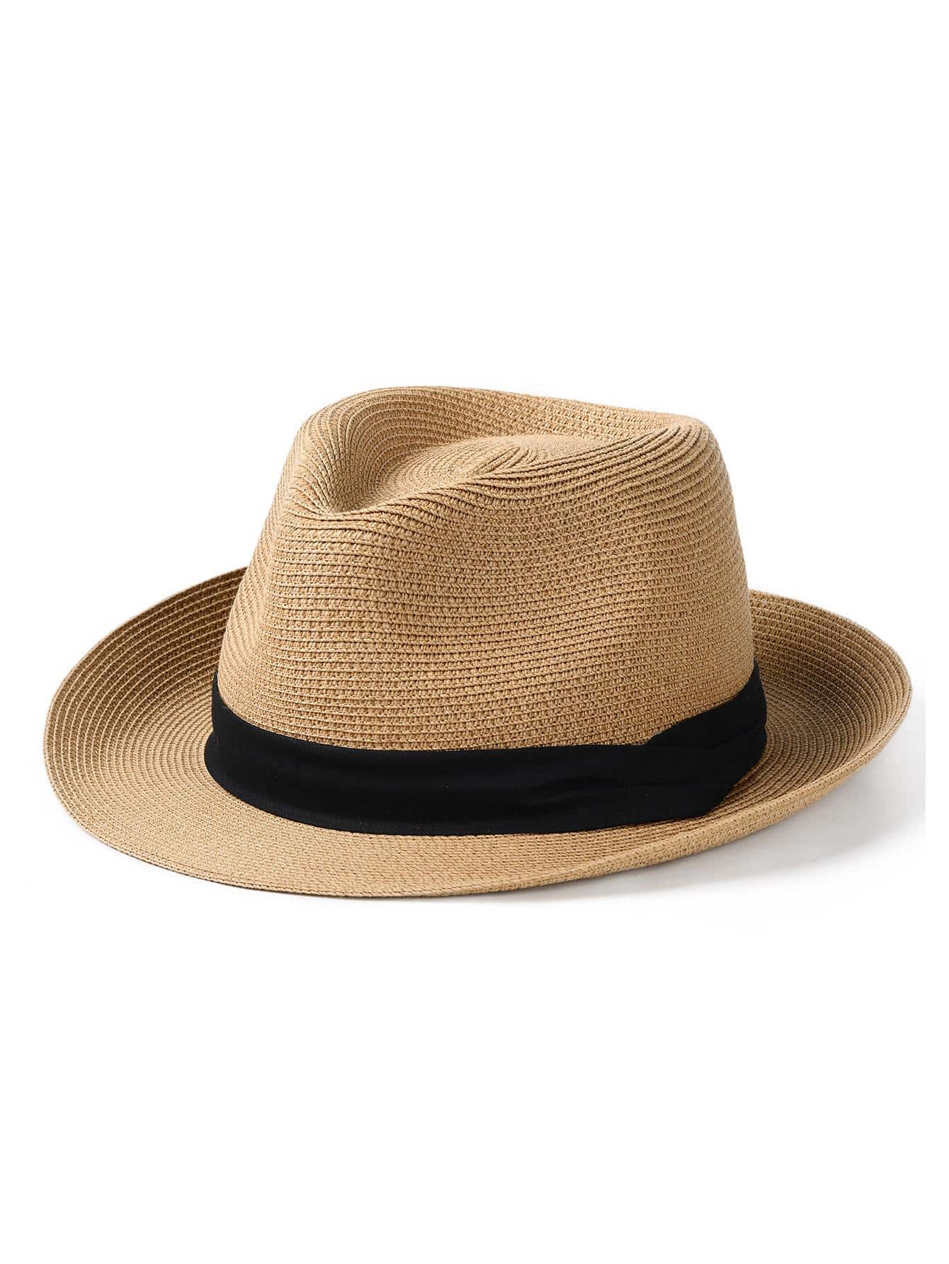 1шт унисекс лента декор бохо соломенная шляпа для улицы, хаки 1 шт мужская соломенная шляпа на лето черный