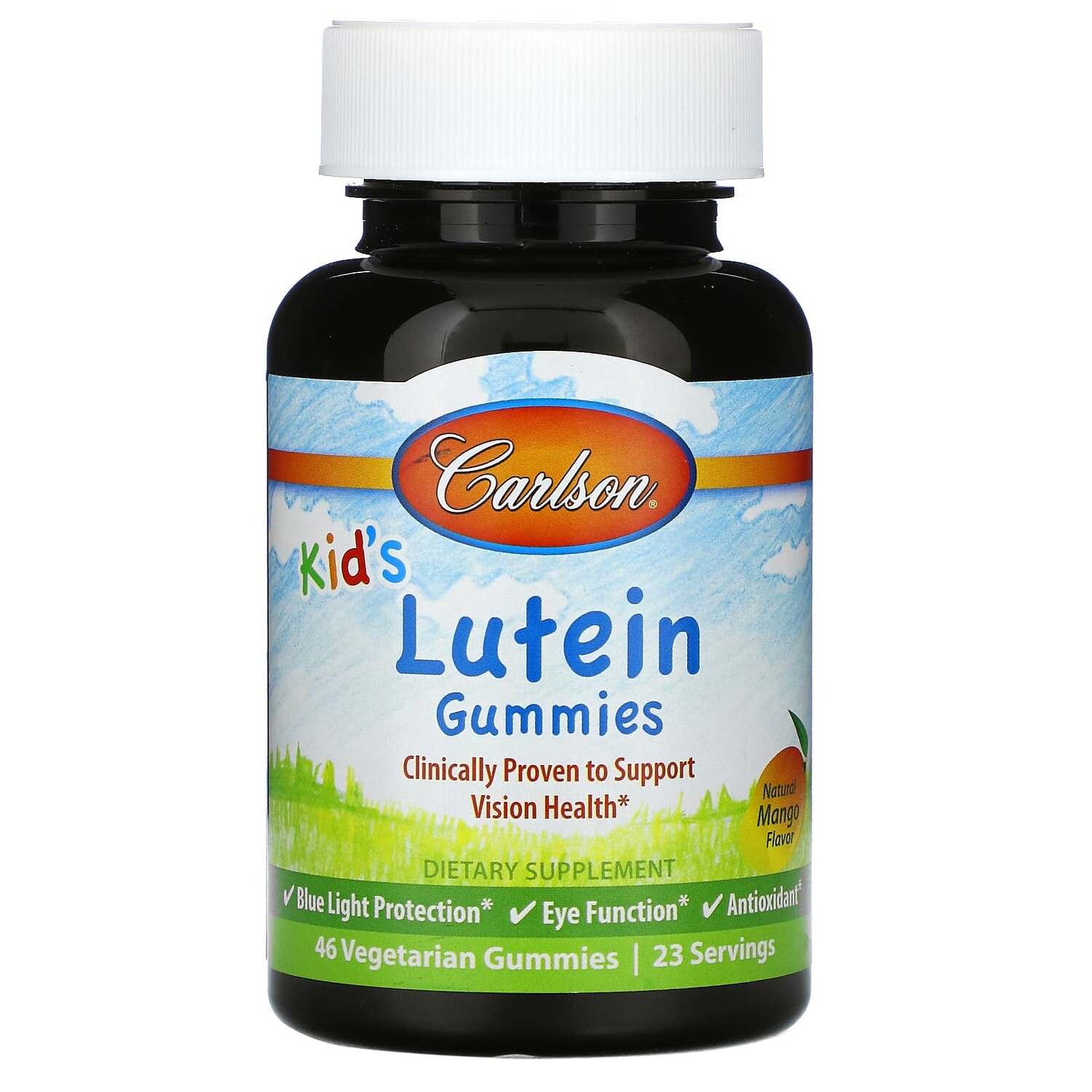

Kid's Lutein Gummies, натуральное манго, 46 вегетарианских жевательных таблеток, Carlson