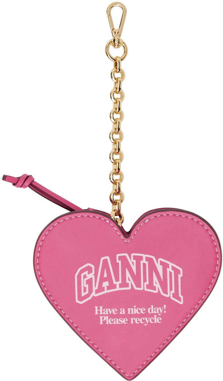 Розовый кошелек для монет на молнии с забавным сердечком Ganni