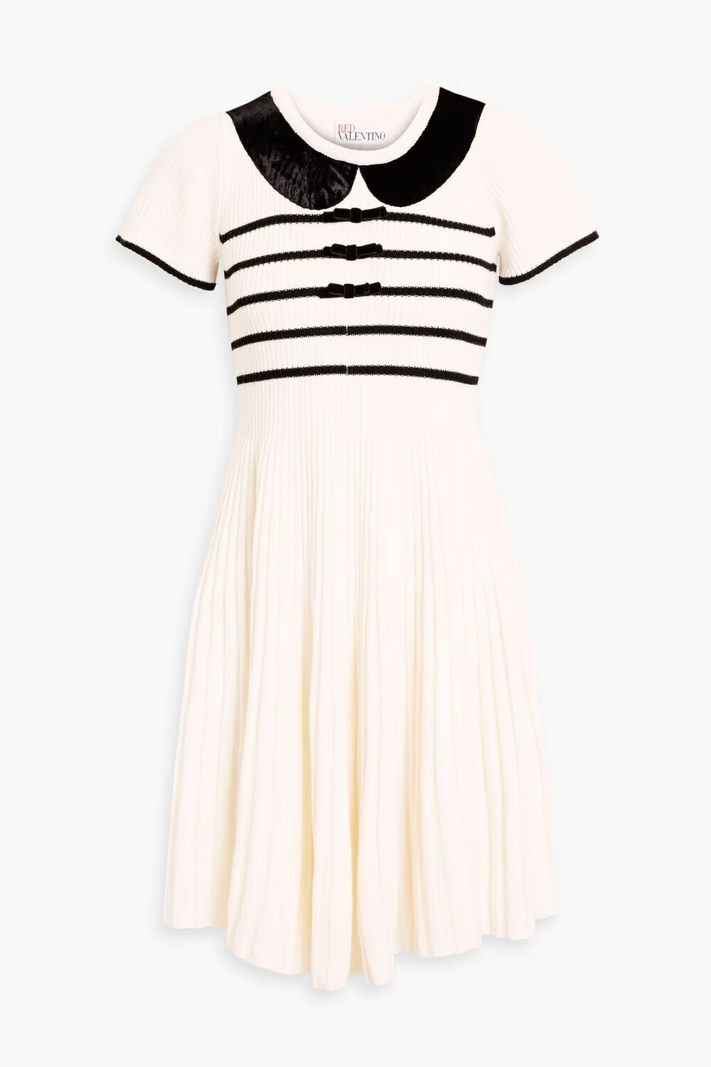 

Полосатое мини-платье в рубчик с бантом Redvalentino, белый
