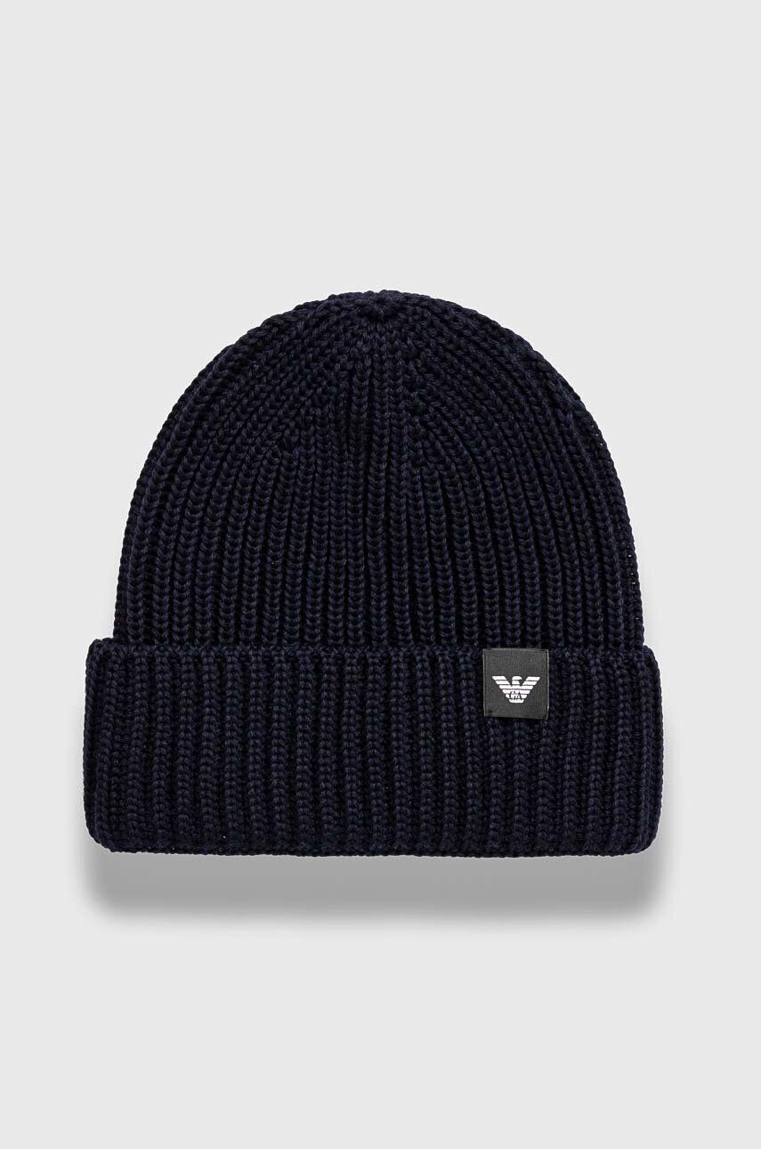 

Шерстяная шапка Emporio Armani, темно-синий