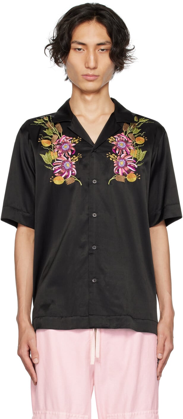 

Черная рубашка с вышивкой Dries Van Noten