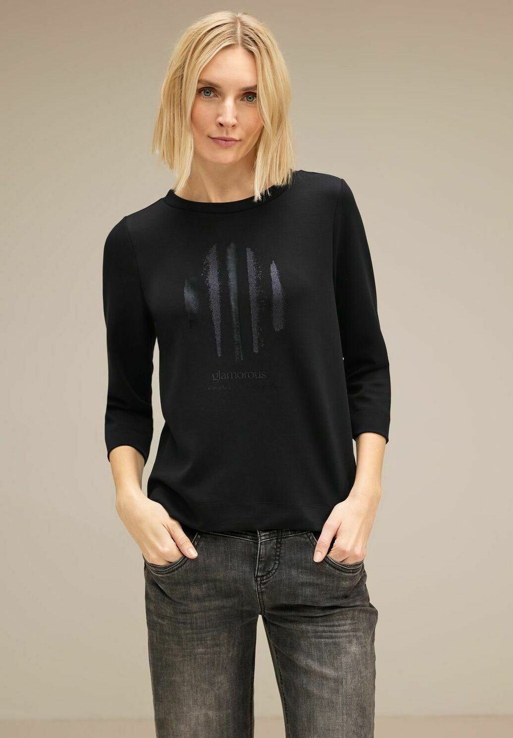 

Рубашка с длинными рукавами MIT GLITZER-PRINT Street One, цвет black