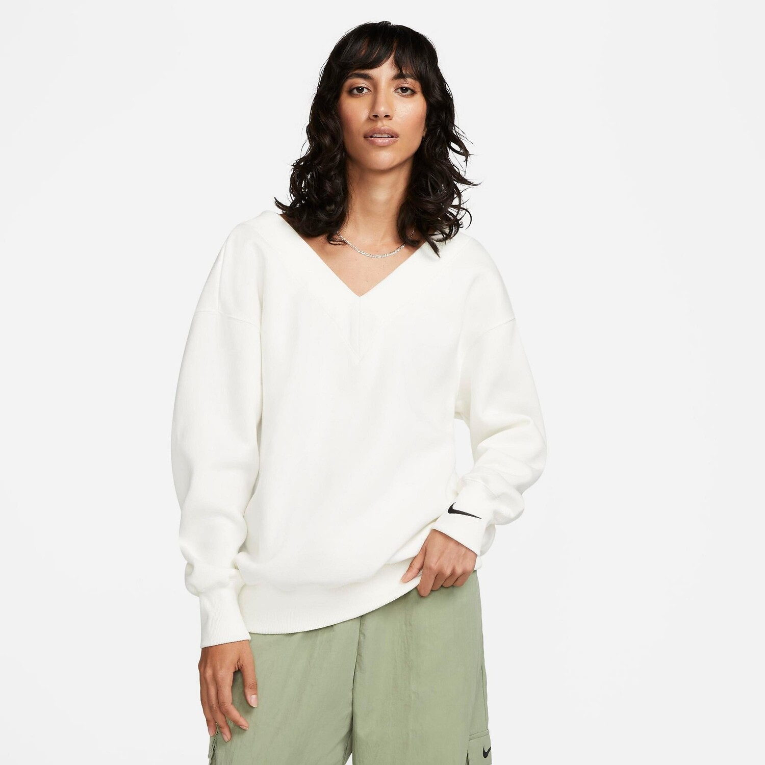 

Женский свободный свитшот с v-образным вырезом из флиса Nike Sportswear Phoenix, белый