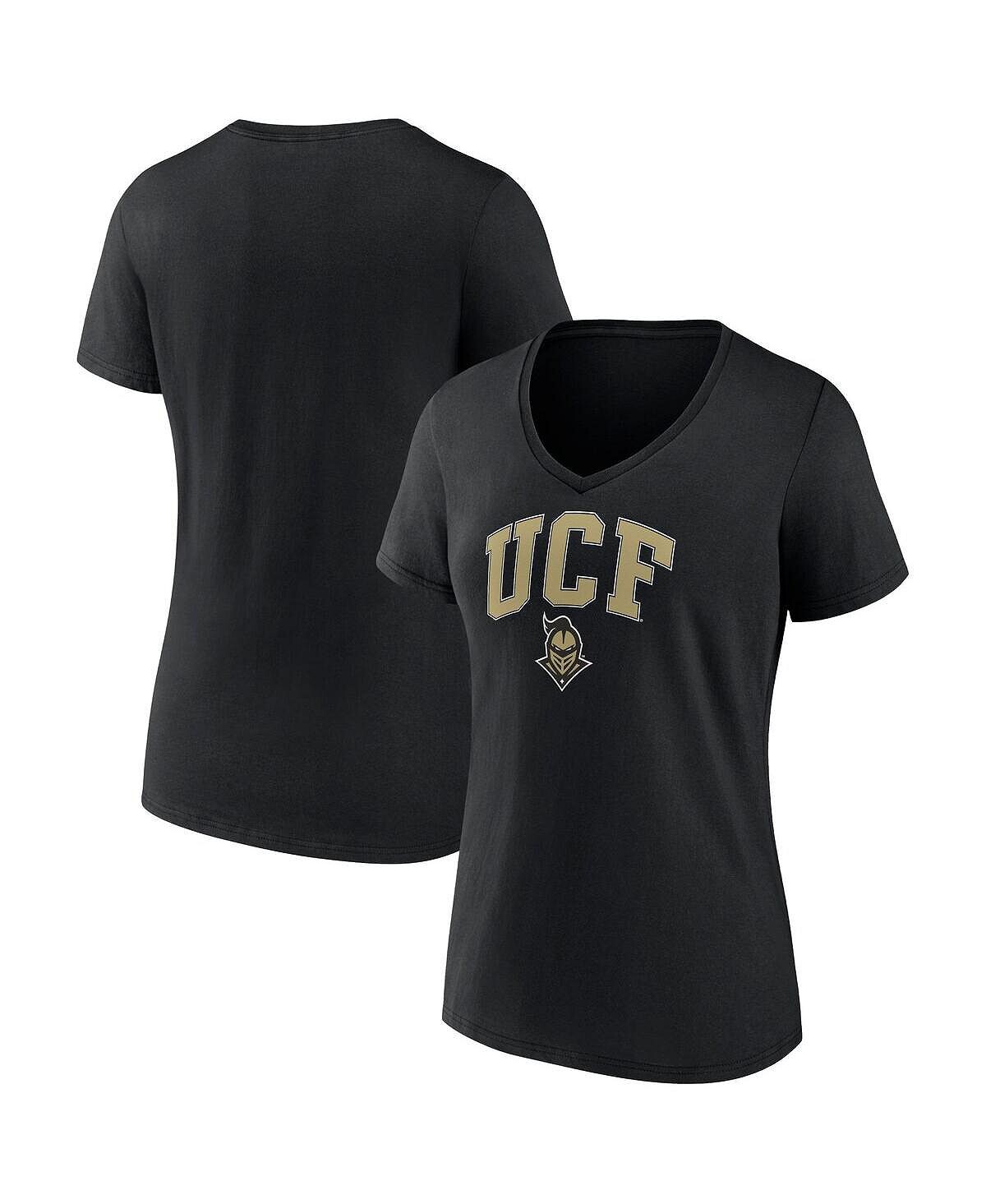 

Женская черная футболка с v-образным вырезом и фирменным логотипом UCF Knights Evergreen Campus Fanatics, черный