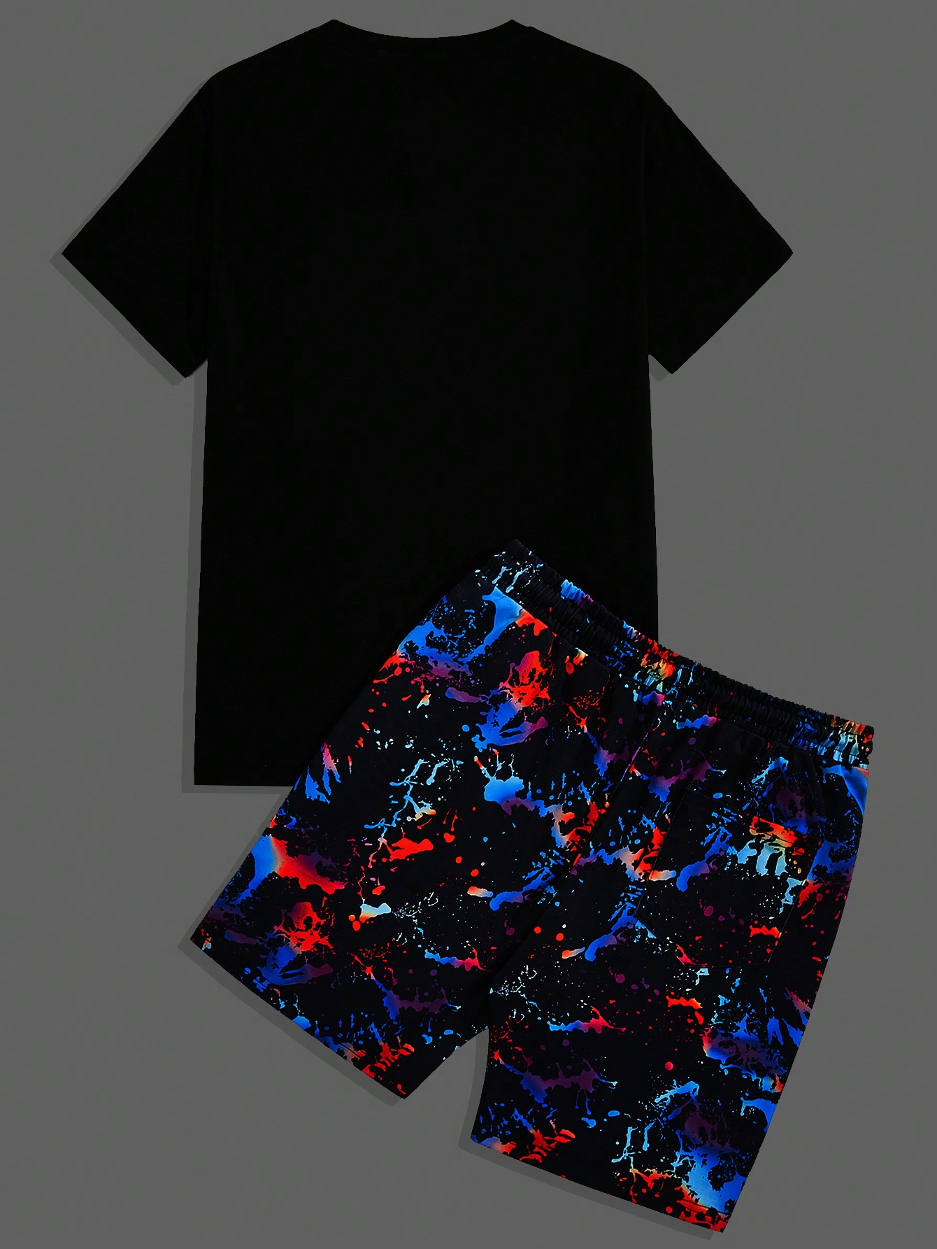Мужская трикотажная повседневная футболка Manfinity EMRG с короткими рукавами и принтом «Светящийся медведь» и шорты с чернильным принтом, синий