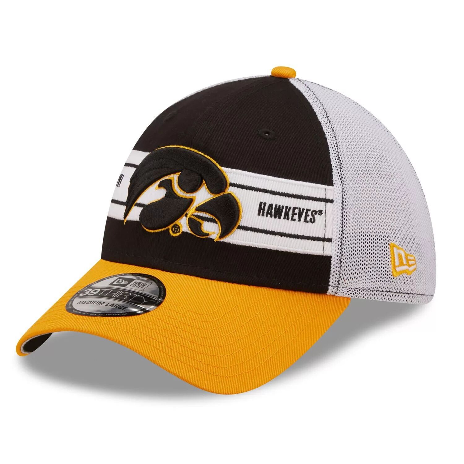 

Мужская гибкая шляпа New Era Black/Gold Iowa Hawkeyes с полосой 39THIRTY