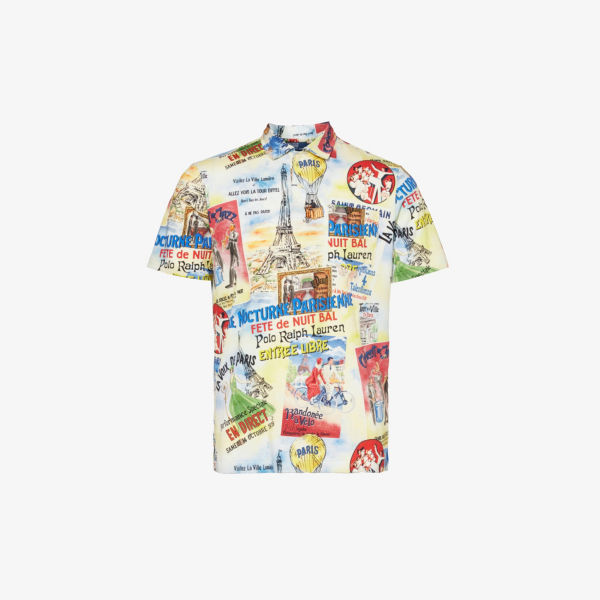 Хлопковая рубашка прямого кроя vaycay с накладными карманами Polo Ralph Lauren, цвет city of lights poster