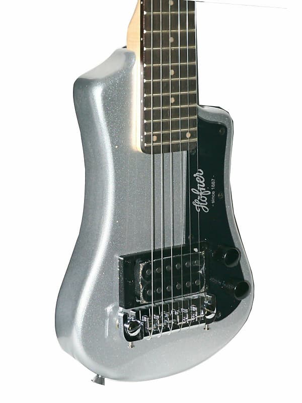 цена Электрогитара Hofner HCT-SH-SBT-O Shorty Travel Electric Guitar Metallic Silver with gig bag