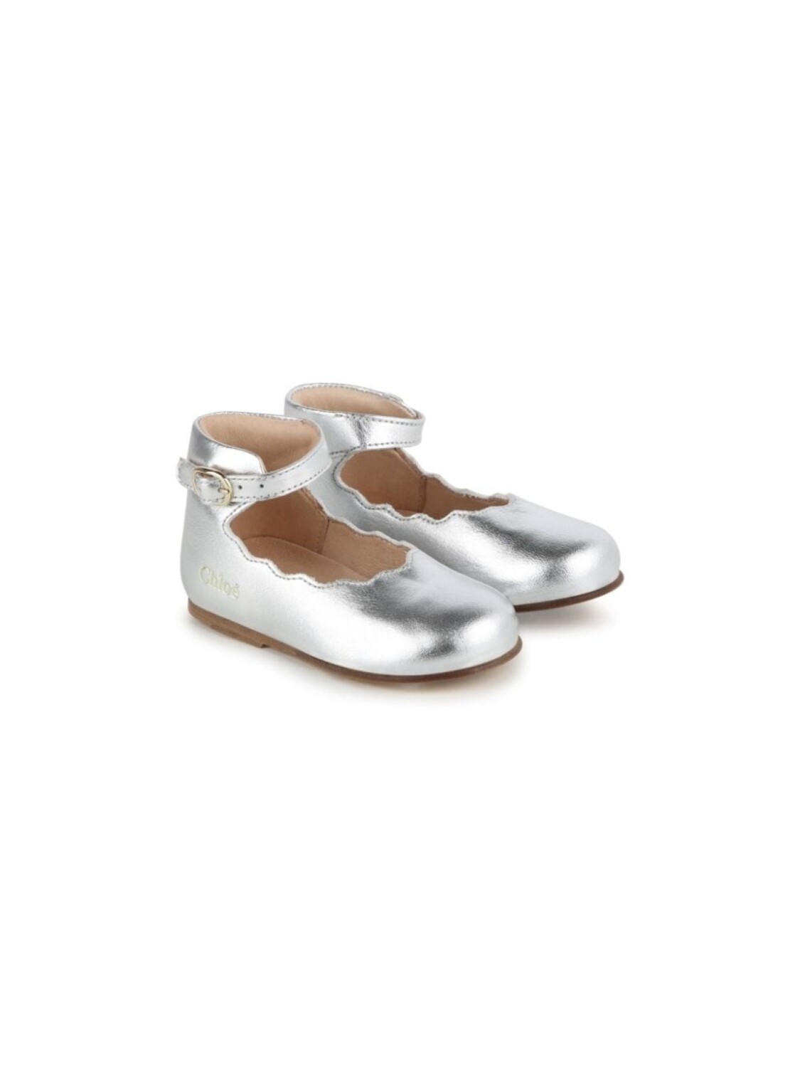 

Chloé Kids балетки с пряжкой, серебристый