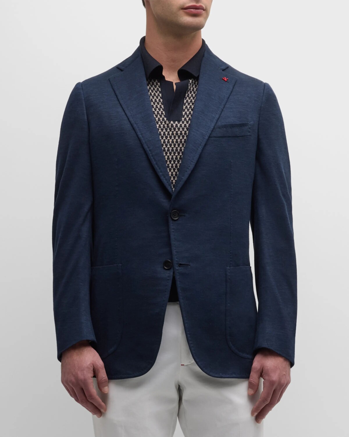 

Мужской пиджак из смесового шерстяного джерси Isaia, цвет Dark Blue