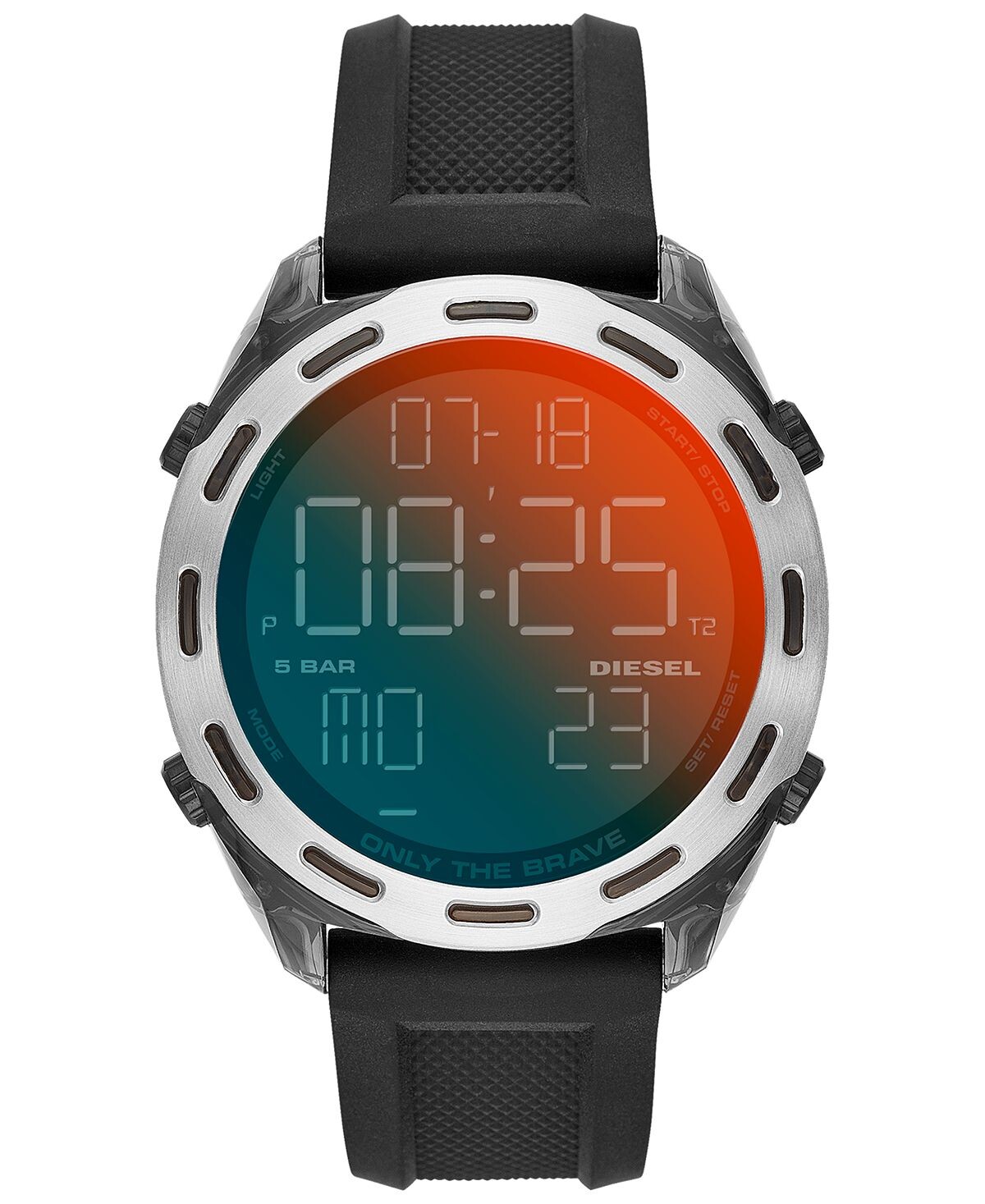 

Мужские часы Digital Crusher с черным силиконовым ремешком, 46 мм Diesel