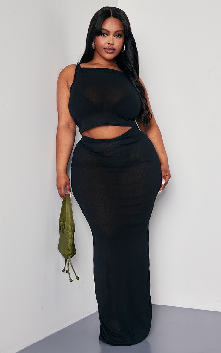

PrettyLittleThing Черная прозрачная макси-юбка Plus