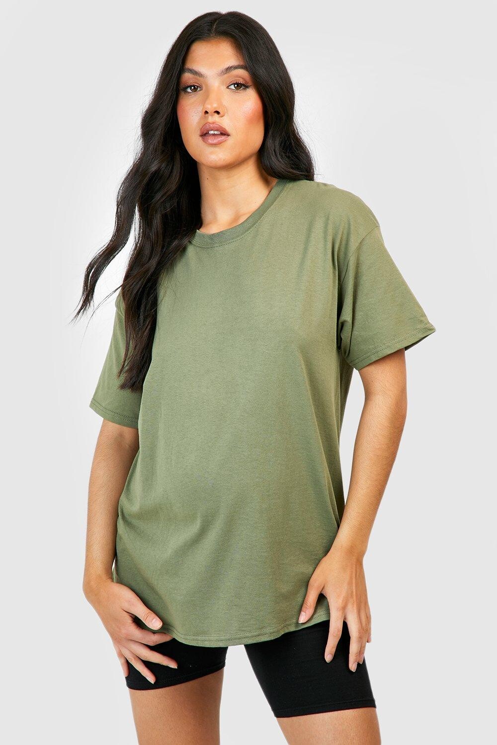 

Хлопковая футболка для беременной Boohoo, оливковый