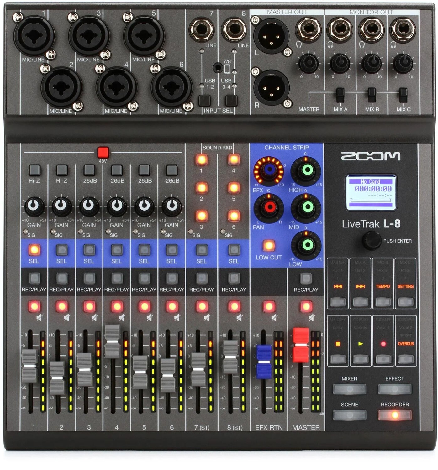 

Zoom LiveTrak L-8 8-канальный цифровой микшер/рекордер