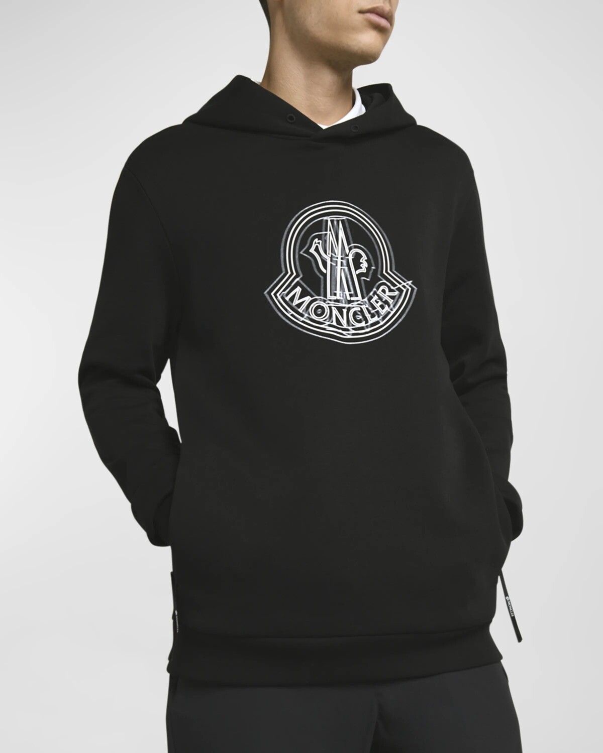 Мужская толстовка с логотипом и царапинами Moncler, цвет Black
