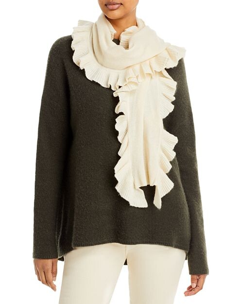 

Шарф с рюшами C by Bloomingdale's Cashmere, цвет Ivory/Cream