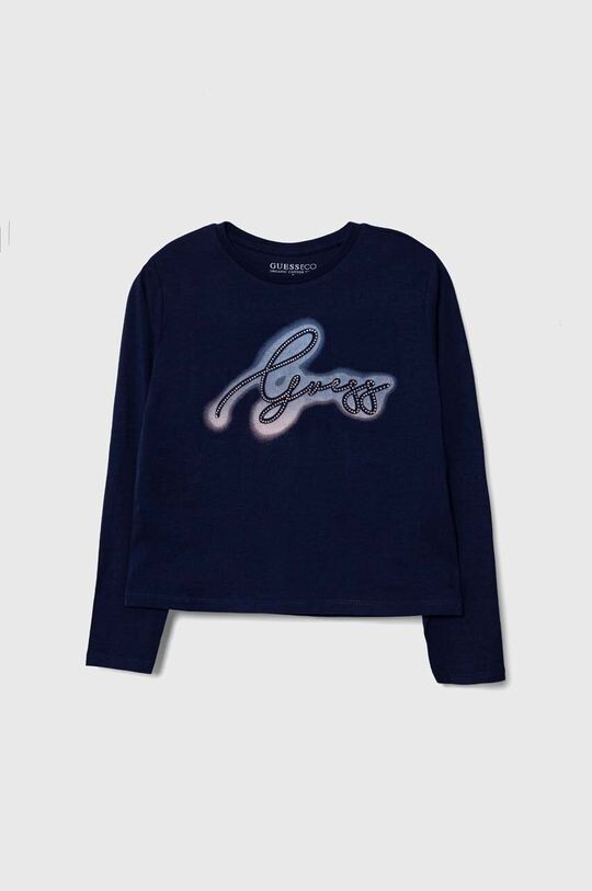 

Детская хлопковая рубашка Guess с длинными рукавами, темно-синий