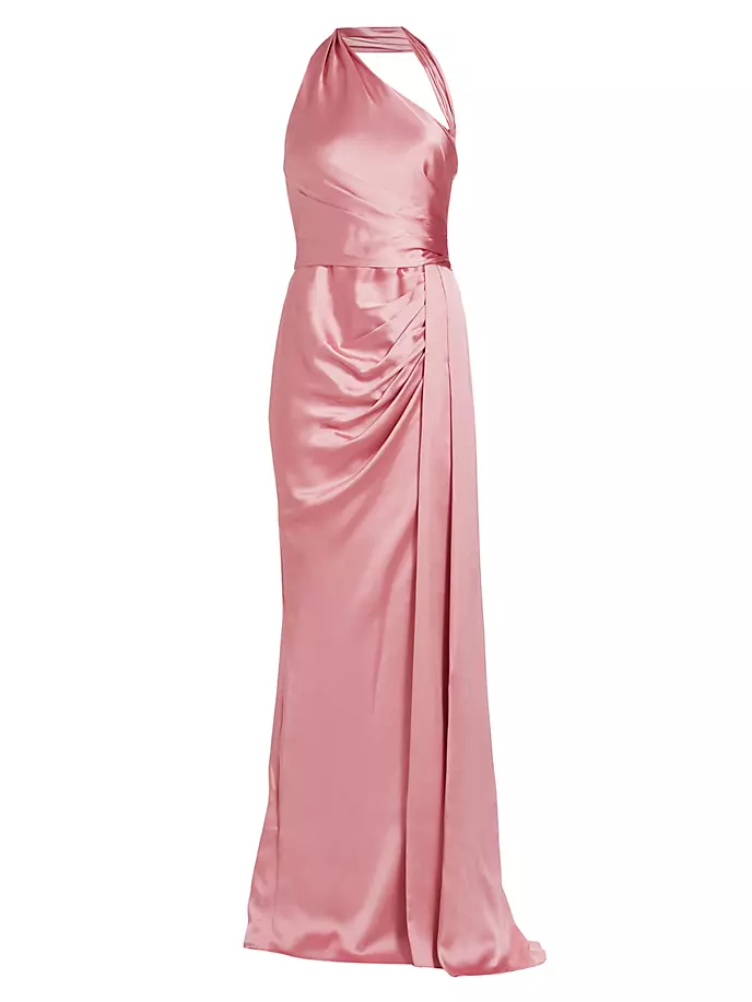 

Асимметричное платье с бретелькой из драпированного атласа Zuhair Murad, цвет rose tan