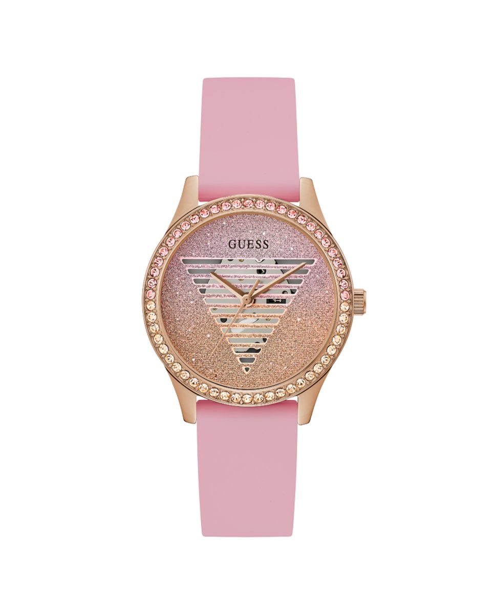 Lady idol GW0530L4 силиконовые женские часы с розовым ремешком Guess, розовый