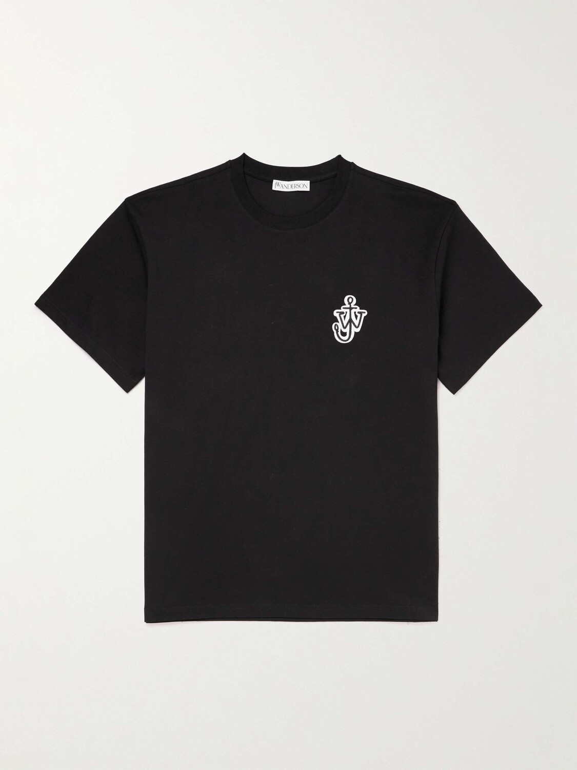 

Футболка из хлопкового джерси с аппликацией логотипа JW ANDERSON, черный
