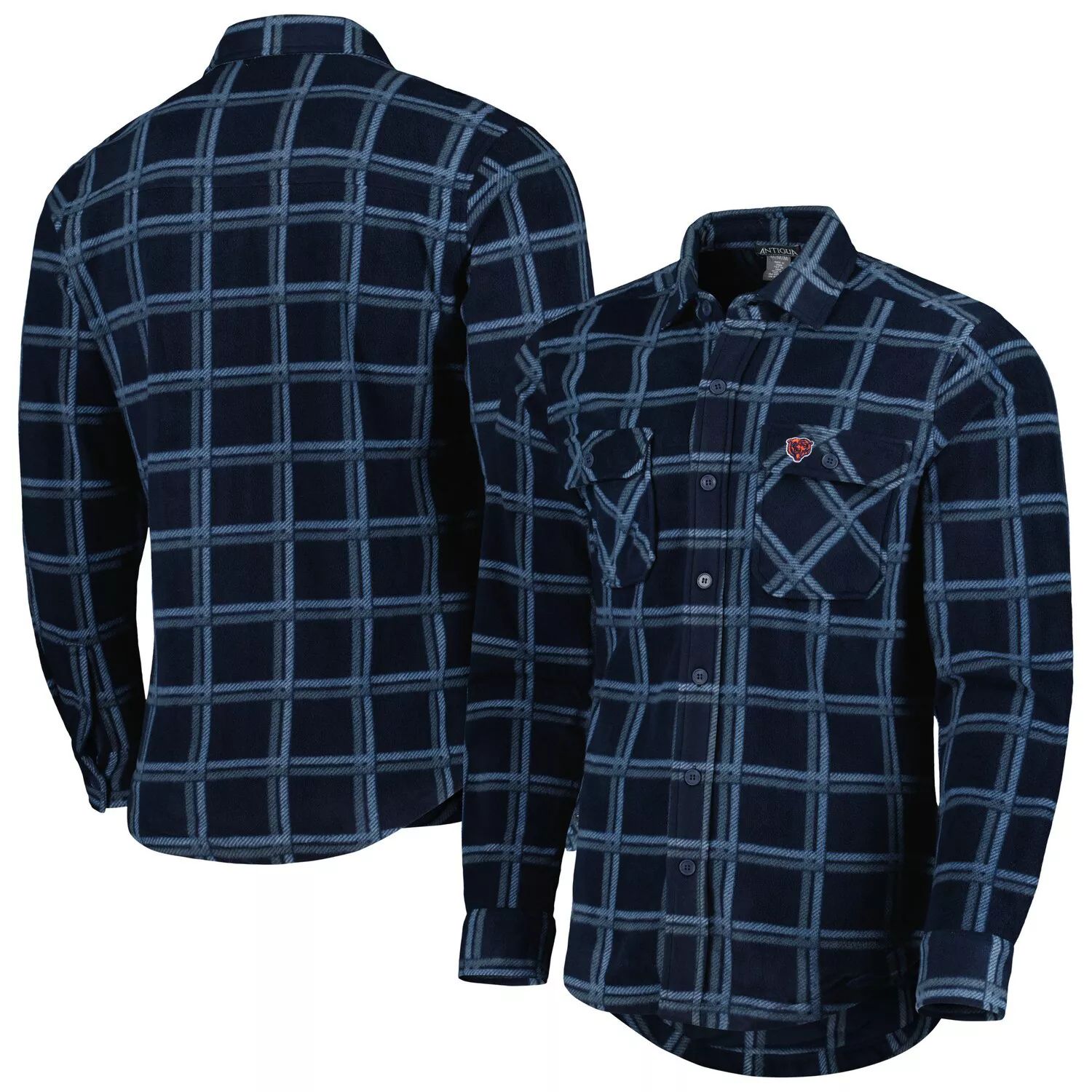 Мужская темно-синяя фланелевая куртка-рубашка на пуговицах Chicago Bears Industry Antigua
