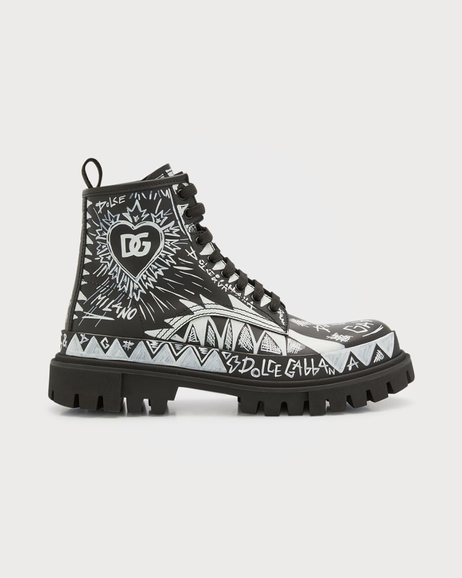 

Мужские кожаные ботильоны с граффити-логотипом Hi-Trekking Dolce&Gabbana