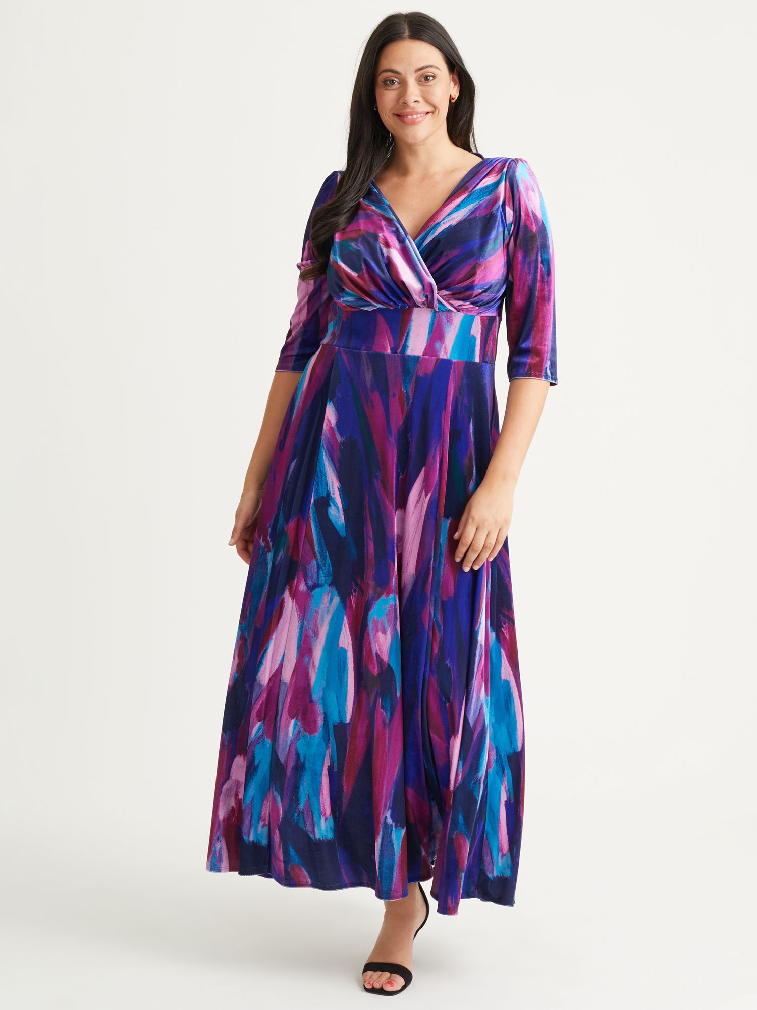 Бархатное платье макси Verity с абстрактным принтом Scarlett & Jo, индиго/пурпурный цена и фото