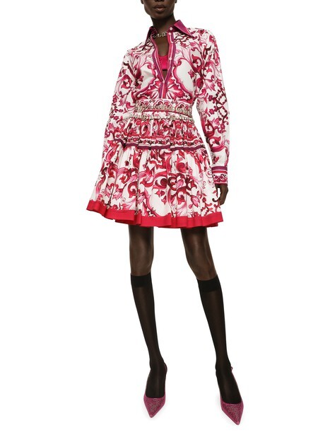 

Рубашка из поплина с принтом майолика Dolce & Gabbana