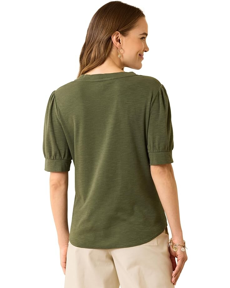 

Топ Tommy Bahama Ashby Isles Rib Short Sleeve Puff Top, цвет Palm Moss