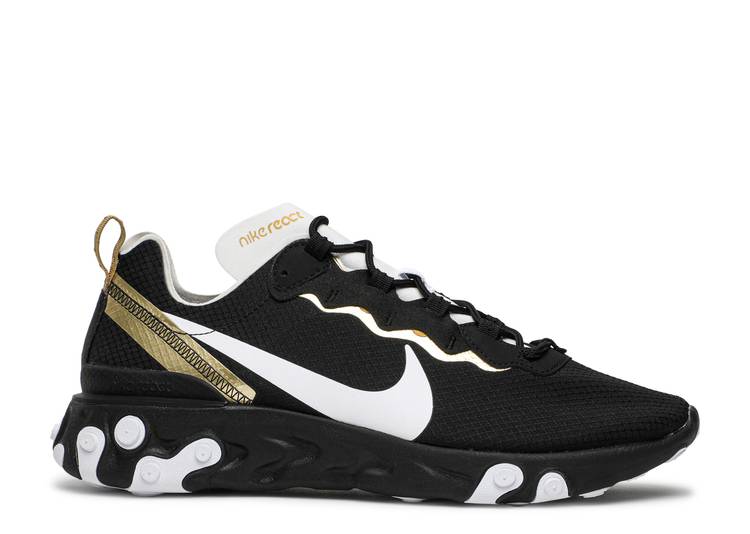 Кроссовки Nike REACT ELEMENT 55 SE 'BLACK METALLIC GOLD', черный