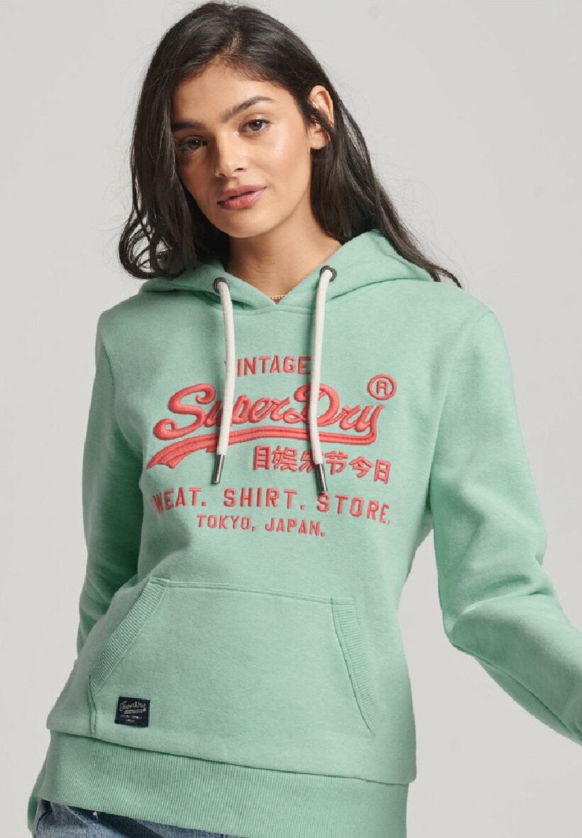 

Толстовка Superdry VINTAGE LOGO, цвет minted green marl