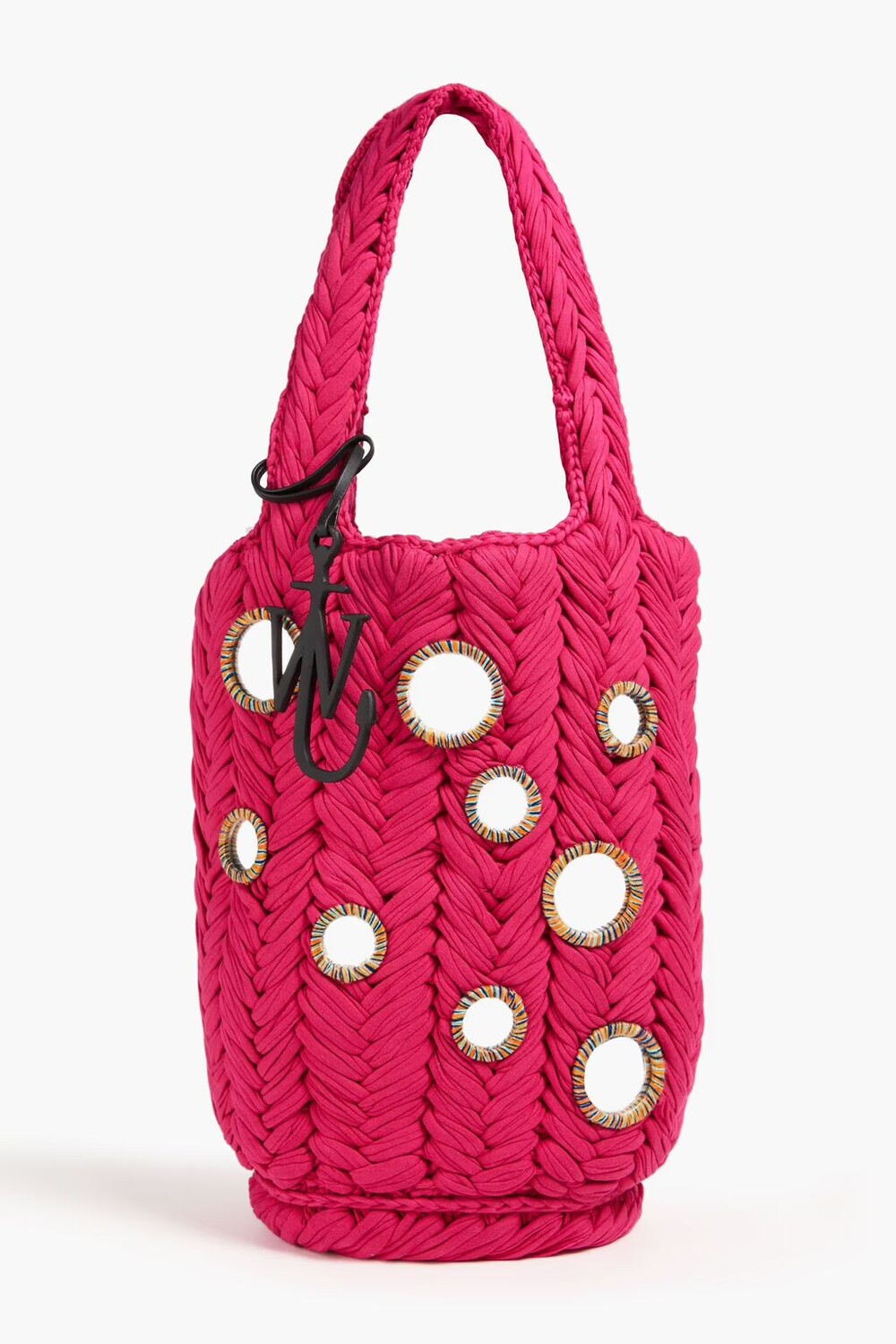 

Сумка-тоут Shopper из хлопкового джерси с декором Jw Anderson, фуксия