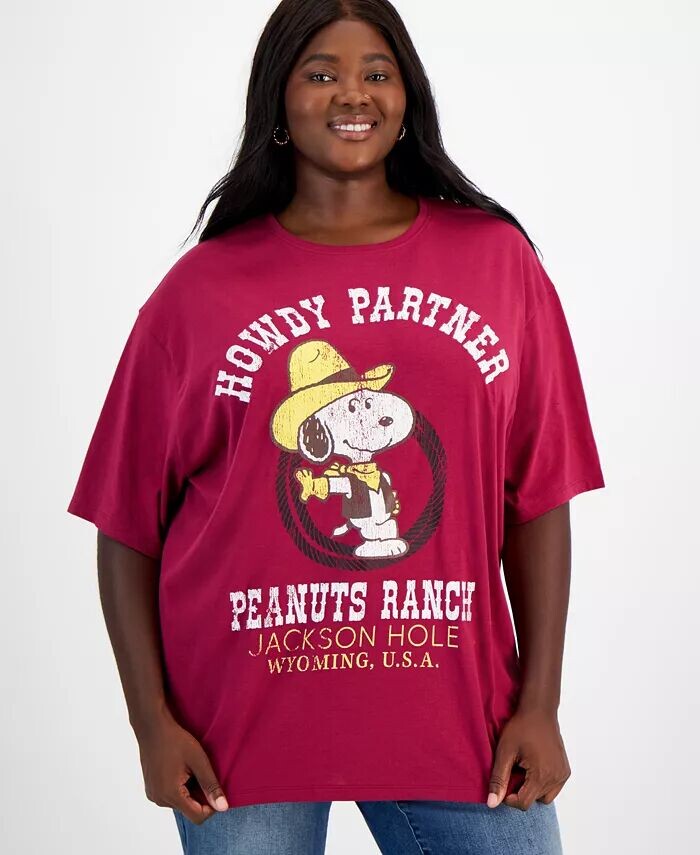 

Модная футболка больших размеров с короткими рукавами Howdy Snoopy Grayson Threads, The Label, красный