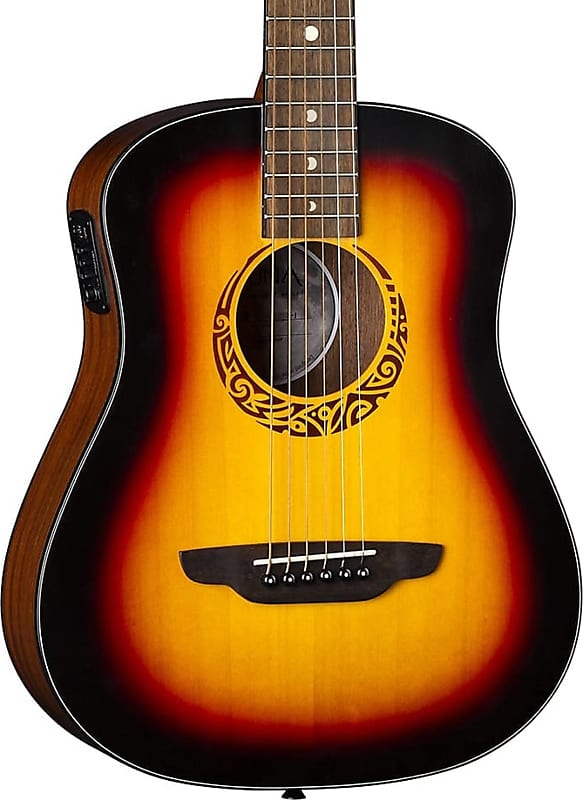 цена Акустическая гитара Luna Safari Tribal Acoustic-Electric Travel Guitar, Tobacco Sunburst w/ Gig Bag