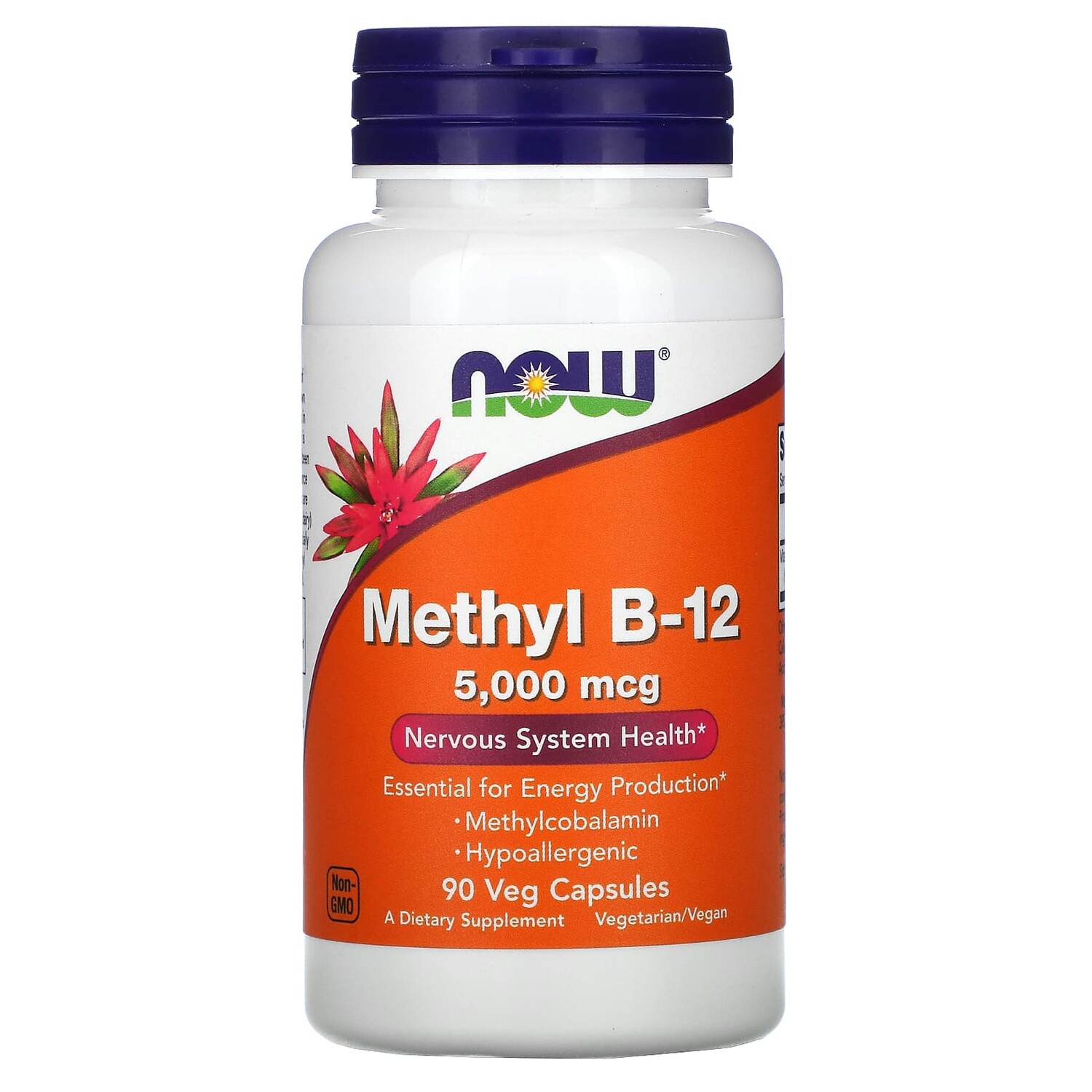 

Метил B12, 5000 мкг, 90 вегетарианских капсул, NOW Foods