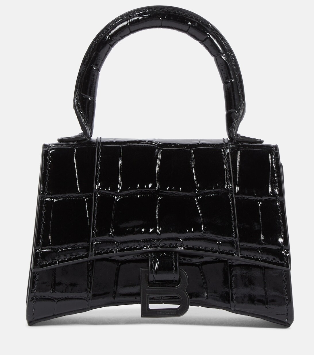 

Кожаная сумка через плечо Hourglass Mini Balenciaga, черный