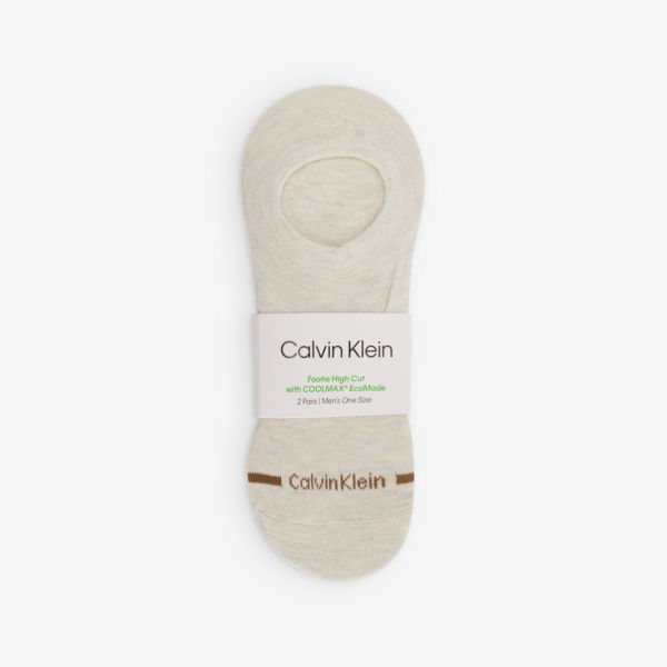 цена Набор из двух носков из эластичной смесовой ткани с логотипом Calvin Klein, бежевый
