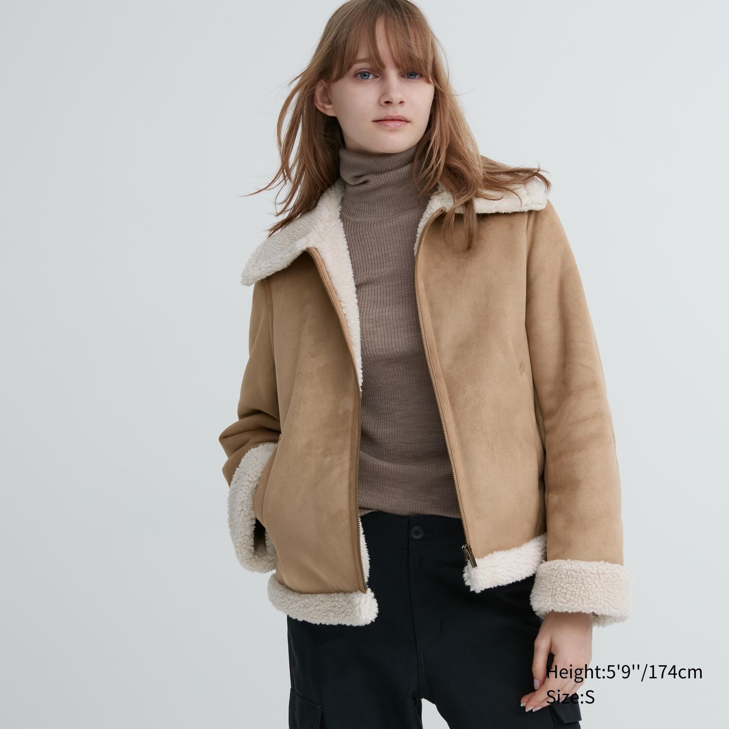 

Куртка на ворсовой подкладке Uniqlo, бежевый