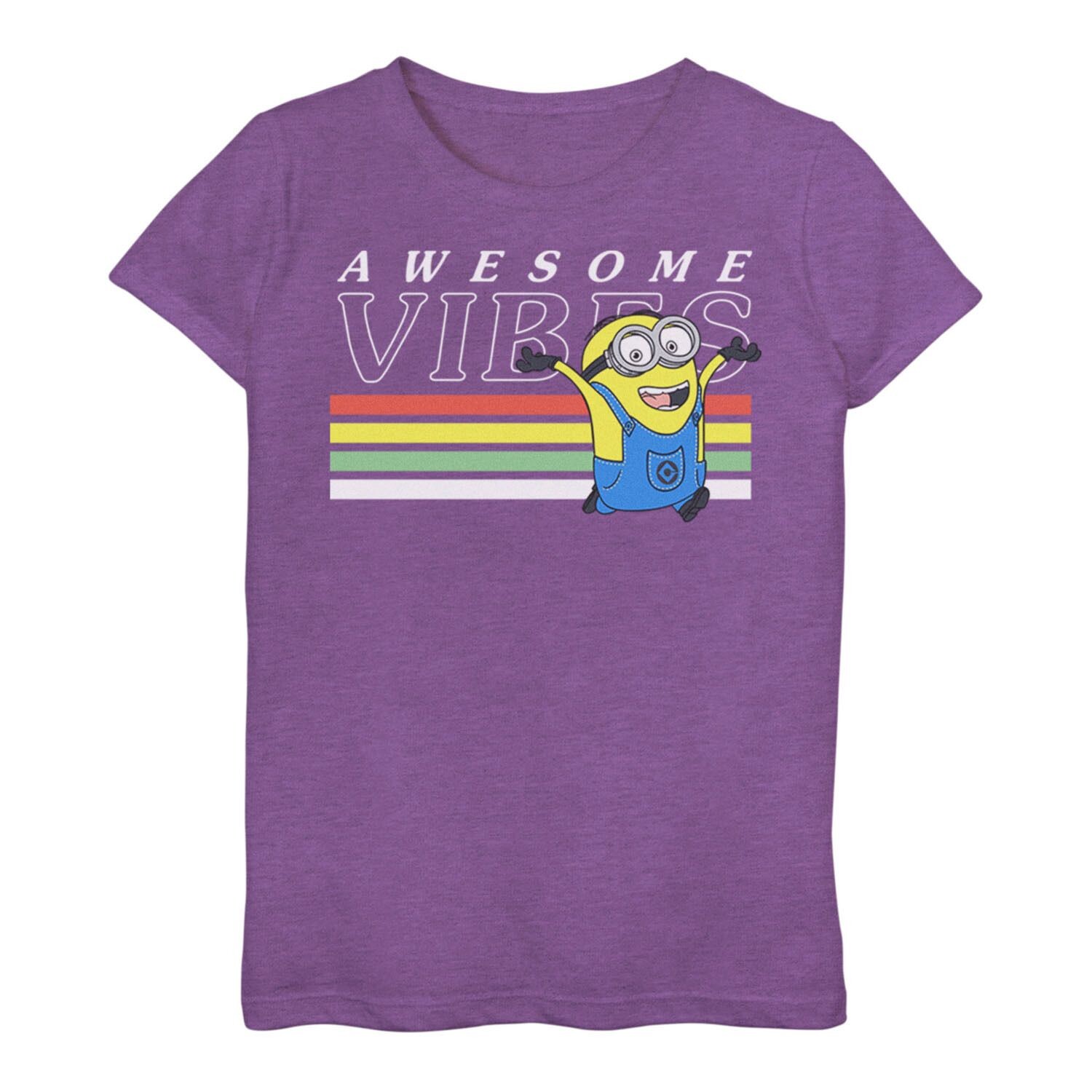 

Футболка «Minions» для девочек от 3 до 16 лет с надписью «Awesome Vibes» Dave Licensed Character