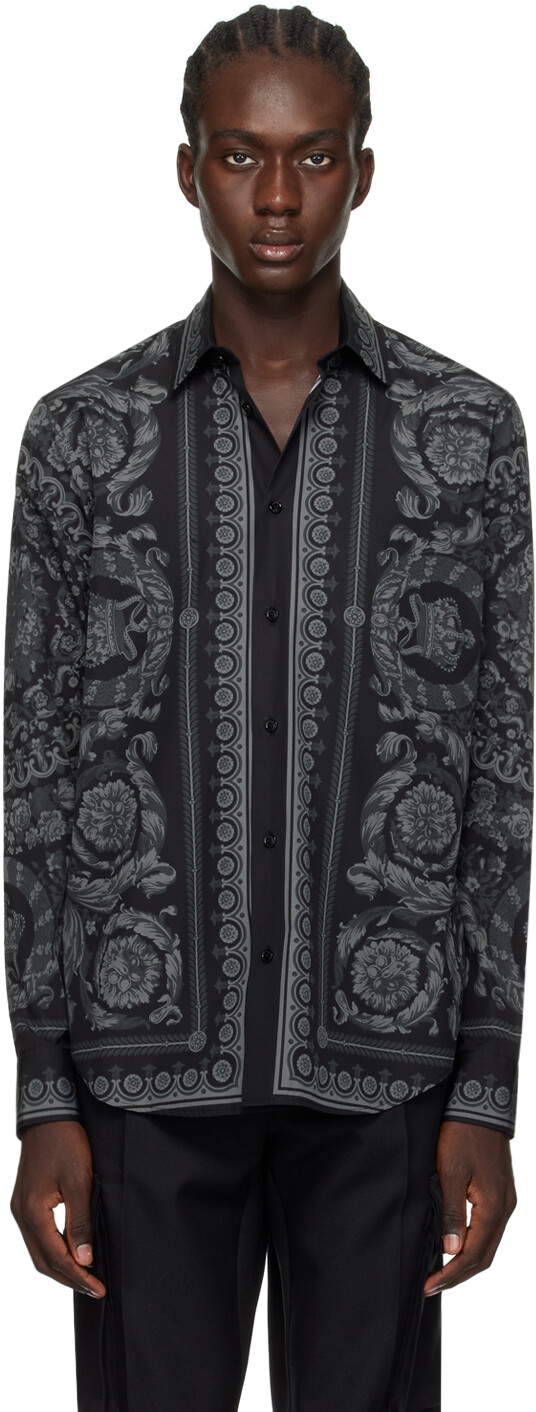 

Черная рубашка в стиле барокко Versace, цвет Black