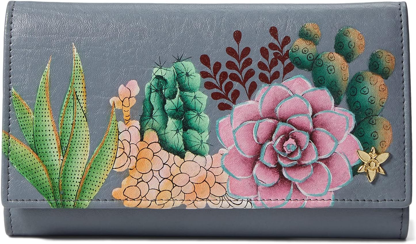 кошелек three fold clutch 1136 anuschka цвет vintage floral Кошелек Checkbook Clutch with RFID - 1153 Anuschka, цвет Desert Garden