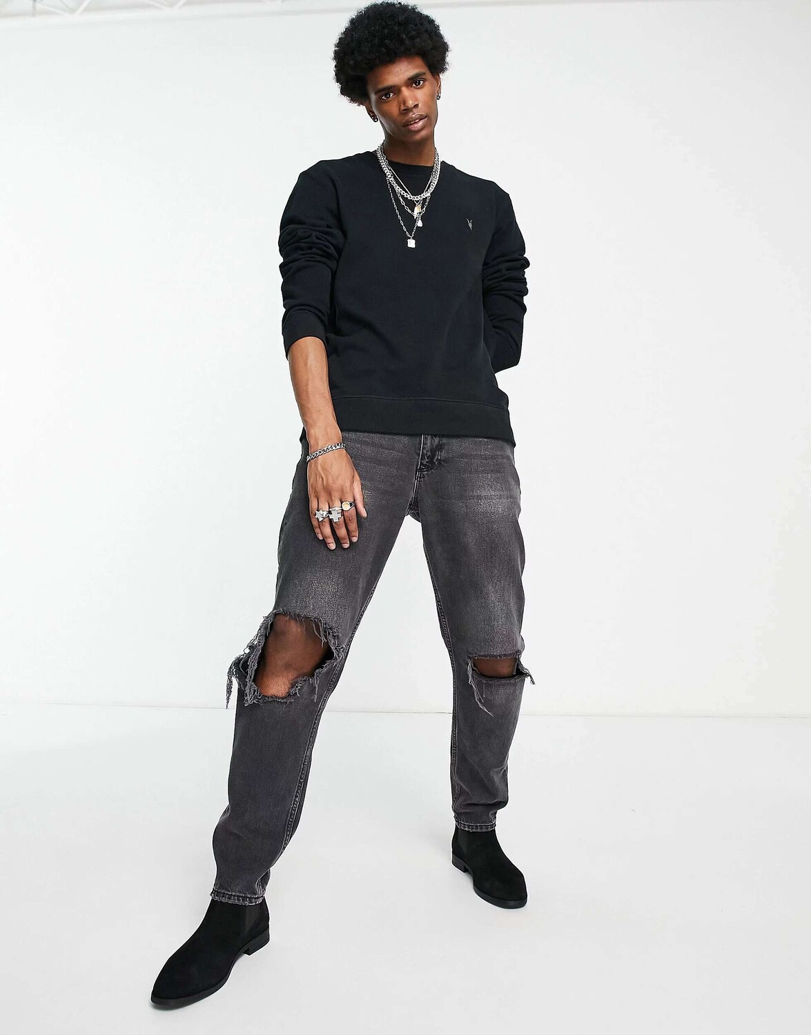 

Черная толстовка AllSaints Raven Crew, Черный